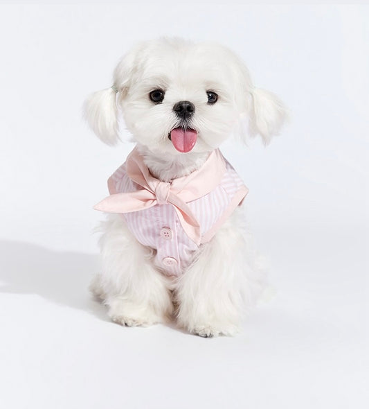 Pink Striped Vest with Bow